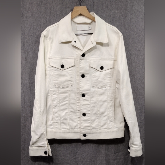 J Brand Noah Denim Jacket Mens M White Retro 90s Y2K Casual Comfy - Picture 2 of 10